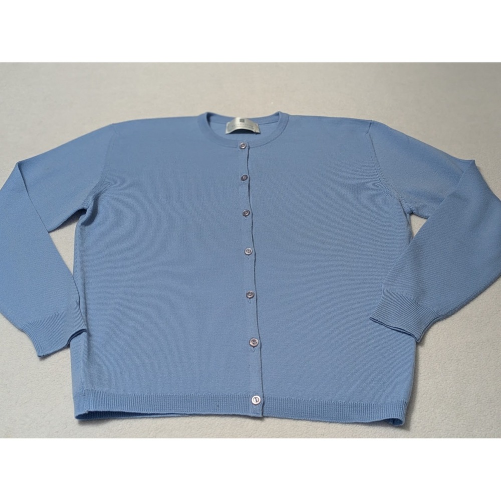 Ballantyne Cardigan Blue Scotland 100% Pure New Wool Sweater Button Down Small‎